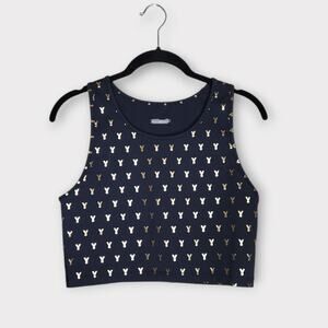 Oiselle Running Sleeveless Crop Top Sports Bra Black Gold Women's Size 6